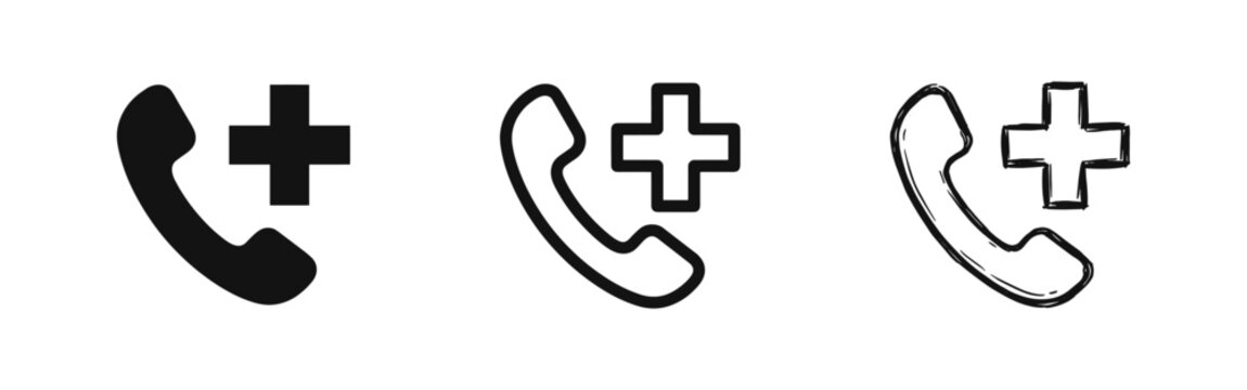 Emergency Medical Call Icons for Healthcare and Support