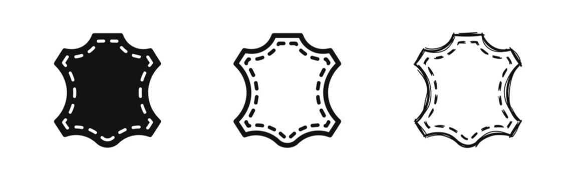 Leather Material Skin Icon Set - Animal Hide and Textile Industry Symbol