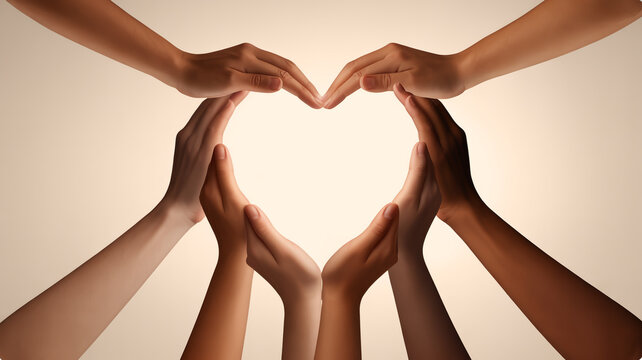 Unity and love: hands forming a heart shape