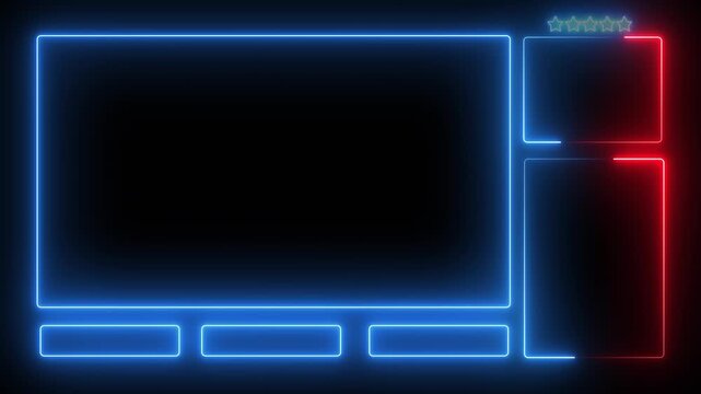 Intermission Stream Overlay Animated, Neon Sign looping facecam and chat for live streaming.