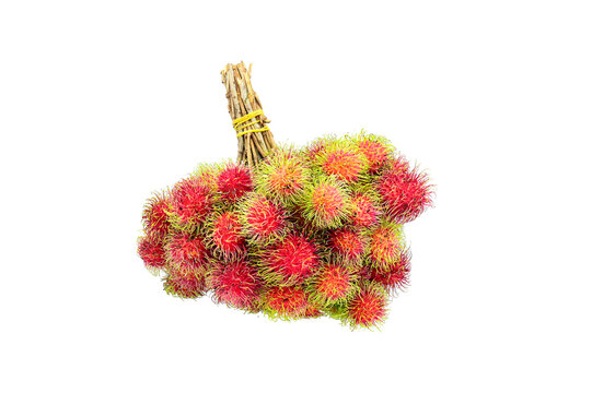 fresh rambutan on white background closeup, fruit isolated