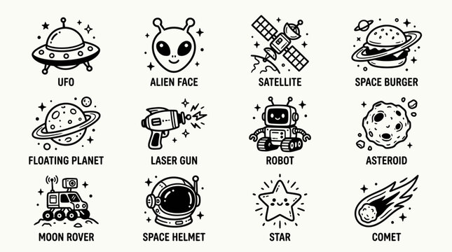 Space objects and symbols collection.