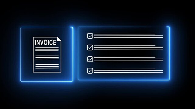 E-Invoice concept, payment tracking, and billing automation. Digital invoice document approval system with checklist for efficient financial management