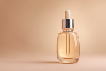 Naklejka premium Photorealistic skincare serum bottle with a glass dropper, clear liquid