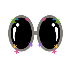 Fototapeta premium Retro Oval Sunglasses with Star Decoration Vector Vintage Fashion Eyewear
