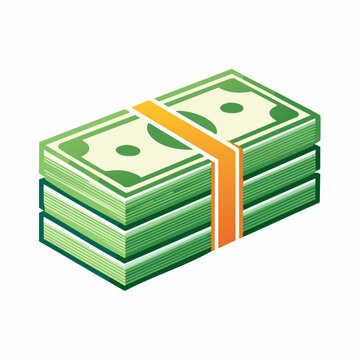 Stack of Money Bills Tied with Orange Band