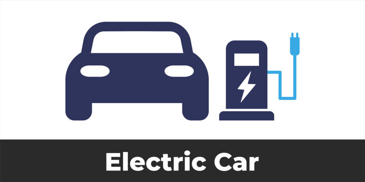 Electric car charging station icon vector for eco transport infographic design, automotive brochure, and green energy mobile application UI