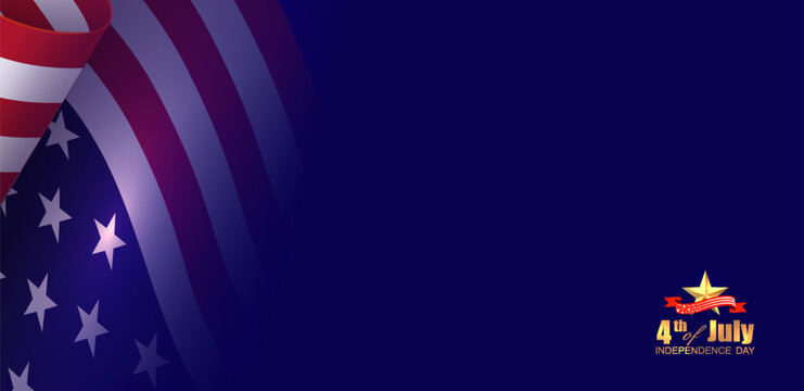 Festive blue illustration with the silhouette of the American flag.