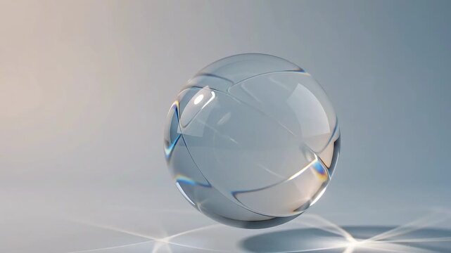 Crystal Sphere Rotates with Shimmering Light and Refraction