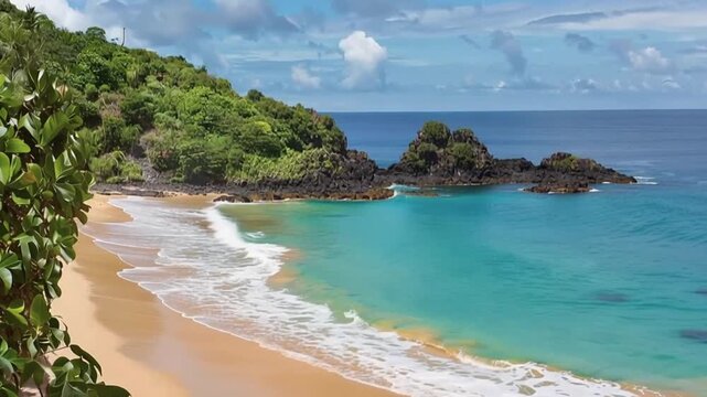 Fernando de Noronha, Brazil. Aerial view. Sancho beach.