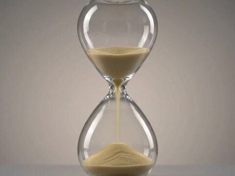 Hourglass Flowing Sand Representing Passage of Time and Deadlines