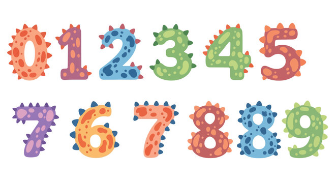 Colorful gear shaped numbers set.