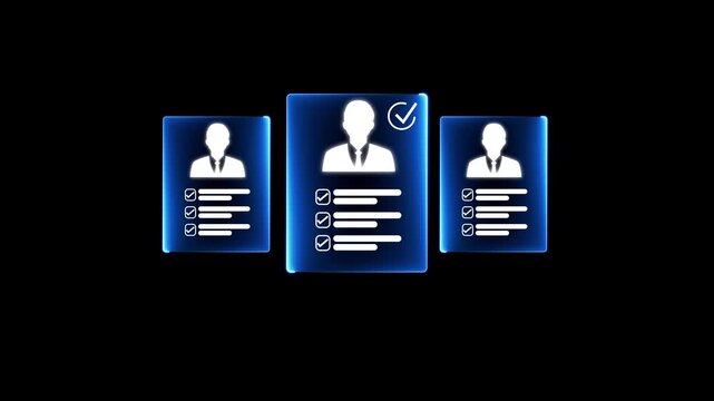 Human resource technology, HR recruitment and team management, Human resource manager reviewing online CVs to select perfect candidate for employment using digital technology and networking tools