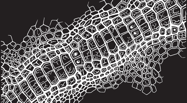 Modern abstract White organic cellular pattern, Reptile skin or crocodile squama, snake scale pattern, Structure of plant cells or classic stonework, landscape design or biotechnology 