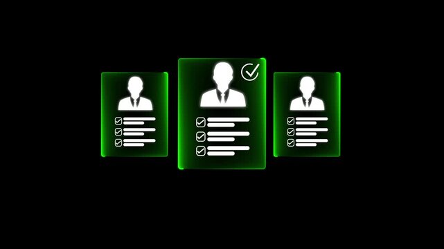 Human resource technology, HR recruitment and team management, Human resource manager reviewing online CVs to select perfect candidate for employment using digital technology and networking tools