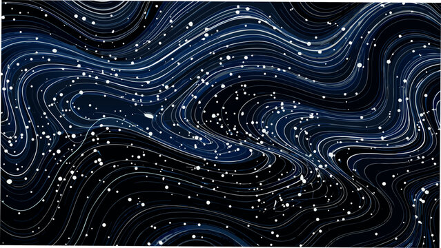 Curved Line Pattern With White Dots Dark Blue Background