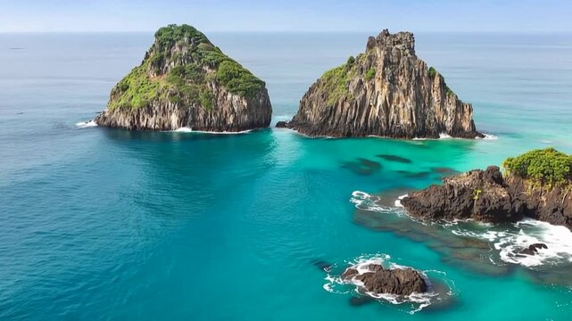 Fernando de Noronha, Brazil. View of Morro dos Dois Irmaos.