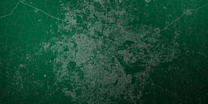 Bangalore (India) street map. The style of the map is green lights