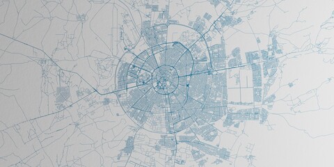 Erbil (Iraq) street map. The style of the map is blue ink © Hairem