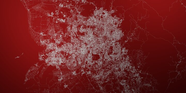 Kuala Lumpur (Malaysia) street map. The style of the map is red lights
