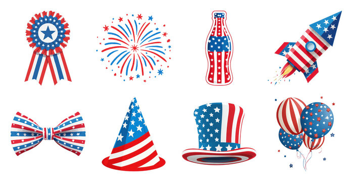 PNG Patriotic celebration icons collection, transparent background