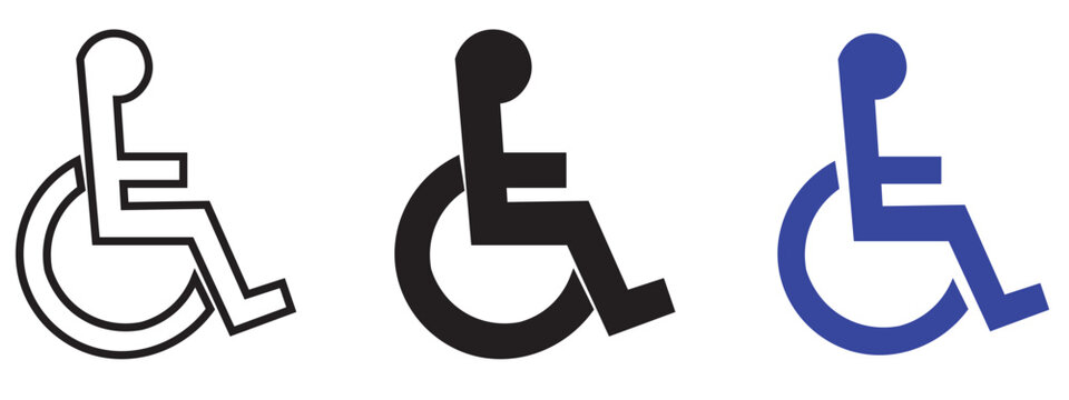 Set of accessibility handicap icons for disabled people signage with handicap
