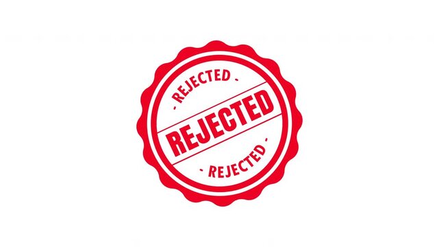 Rejected stamp seal, Denied approval badge, Business validation rejection animation motion graphic