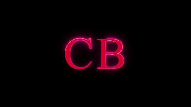 Glowing pink neon letters CB on a black background, modern typography design