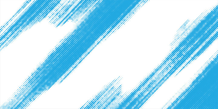 Bright Blue Halftone Brush Strokes with Diagonal Textured Bands and Dynamic Motion Effect abstract vector background eps10