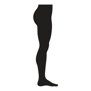 Lateral view human leg silhouette with black silhouette profile view