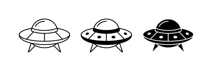 UFO Icons, Flying Saucer Vector Set, Alien Spaceship Graphics, Sci-Fi Symbols © Imtiaz