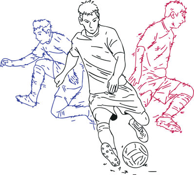 soccer drible ball line vektor