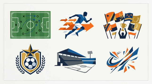 Collection of Soccer Football Sport Icons and Graphics.