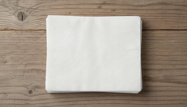 Stack of white paper napkins on wooden background