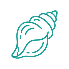 Teal line art sea snail shell. © tora