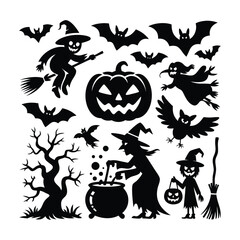 Fototapeta premium Halloween Witch Silhouette Spooky T-Shirt Design, Halloween, Witch, Witch Silhouette