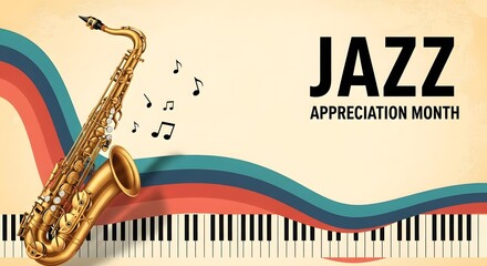 Naklejka premium Saxophone and piano for jazz appreciation month celebration