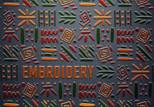 Realistic Embroidered Effect on Denim Fabric Texture Mockup