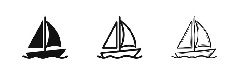 Fototapeta premium Sailboat and Yacht Icon Set - Nautical Travel and Summer Vacation Symbol