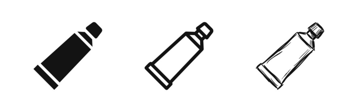 Cosmetic or medicine tube icon set for cream, toothpaste, and ointment packaging designs