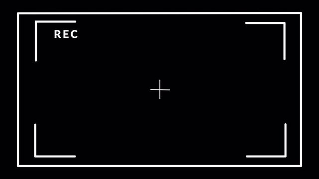 Video camera recorder screen overlay on a transparent background, Recording camera screen interface with alpha channel, Camera recording screen overlay with Alpha Channel in 4K
