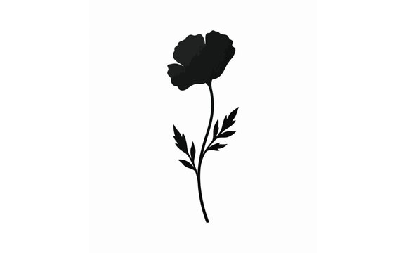 Simple black silhouette of a poppy flower