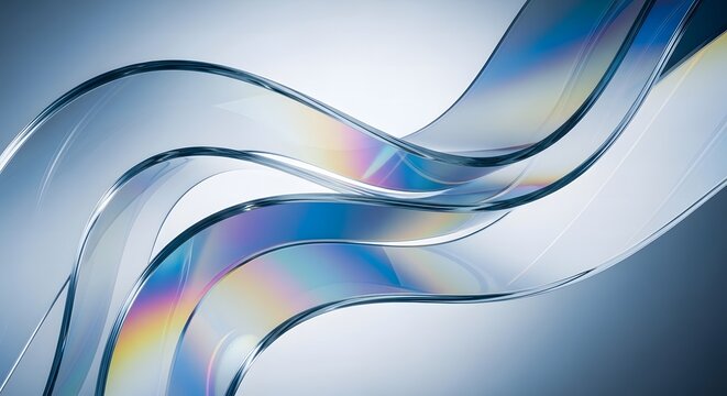 Iridescent glass waves on gradient background