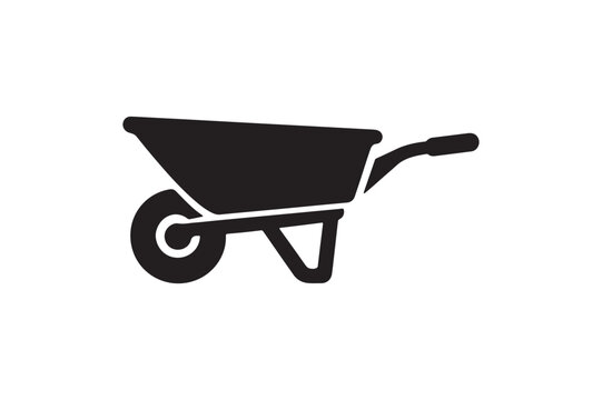 Construction Wheelbarrow Silhouette Vector Icon