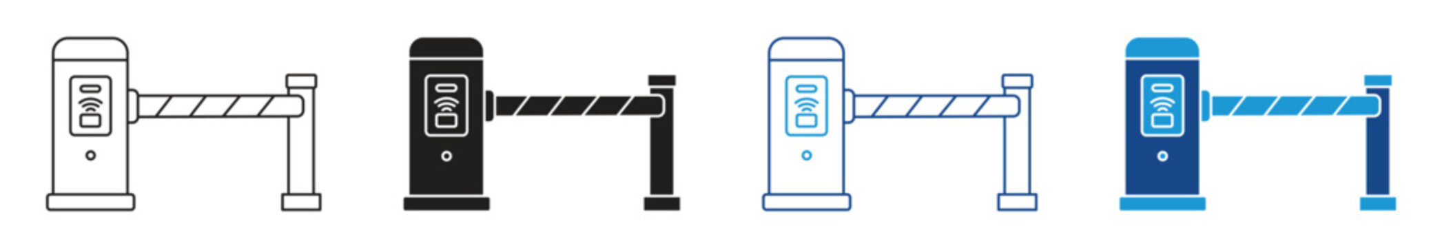 Electronic gate barrier access control for security entry icon set. Vector illustration.