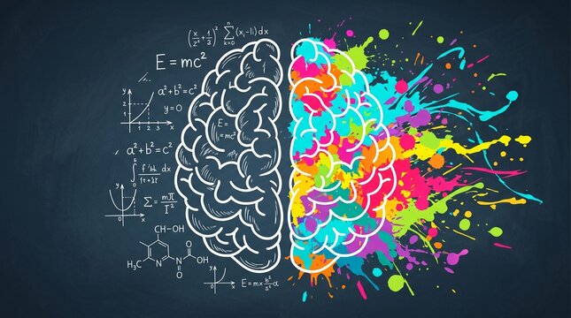 Creative Brain Vs Logical Brain Concept Art, Symbolizing the Dichotomy of Left and Right Hemisphere Functions