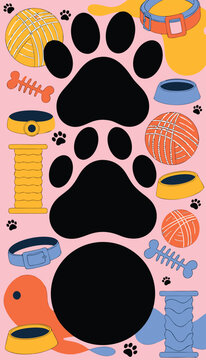 Pet Dog Cat Paw Print Photo Mask Portrait 9:16 Stories Template