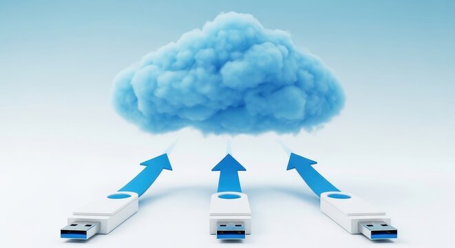 Cloud storage and usb flash drives syncing data