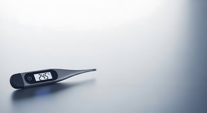 A digital thermometer displaying 245 degrees celsius on a sleek surface