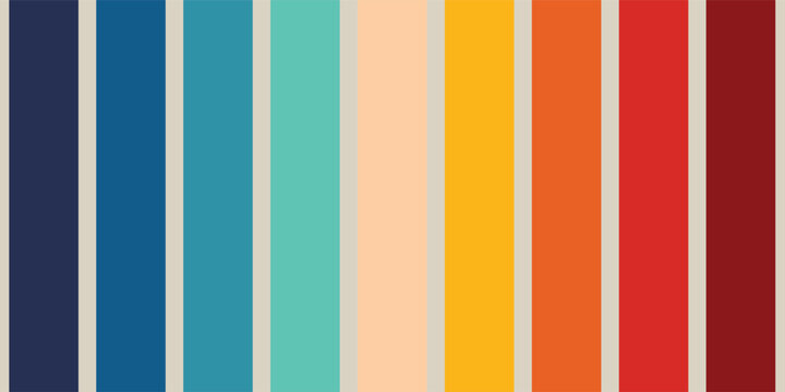 Abstract 1970's background design in futuristic retro style with colorful lines. Vector illustration eps10.